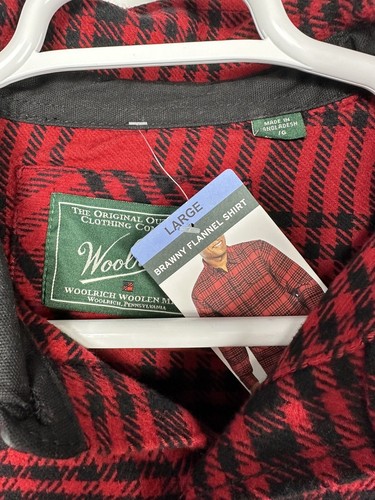 Woolrich Shirt Mens Large Red Button Up Plaid Brawny Flannel Outdoor NWT - Picture 3 of 6