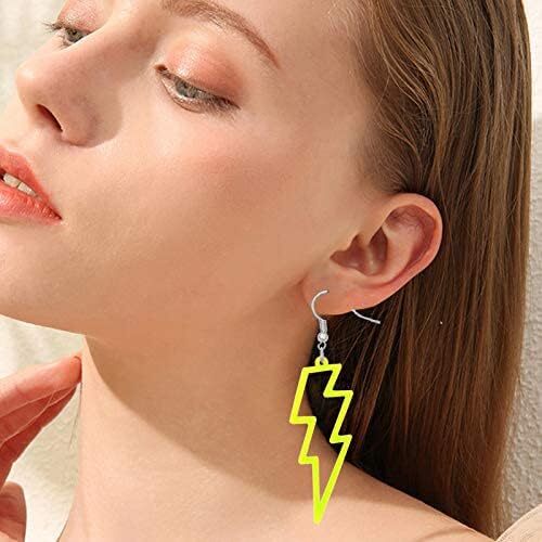 NEON LIGHTNING Flash Earrings Funky Kitsch 80s90s Punk Rock Bolt retro celebrate - Picture 36 of 79