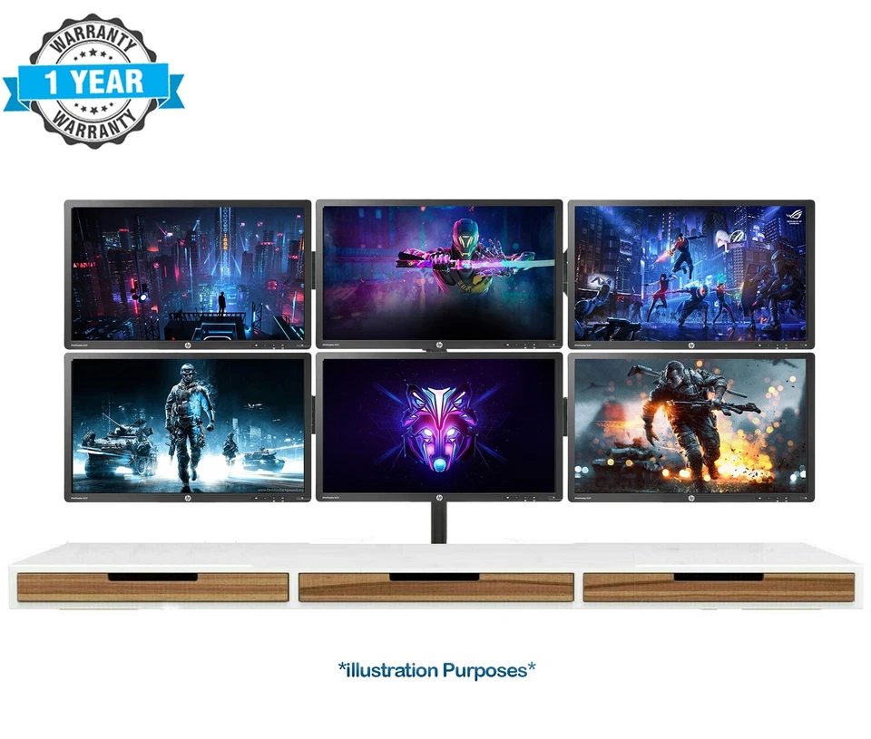 6 Six Hex Monitor Bracket Arm Clamp Base Stand Support Office Trading Gaming - Image 4 of 4