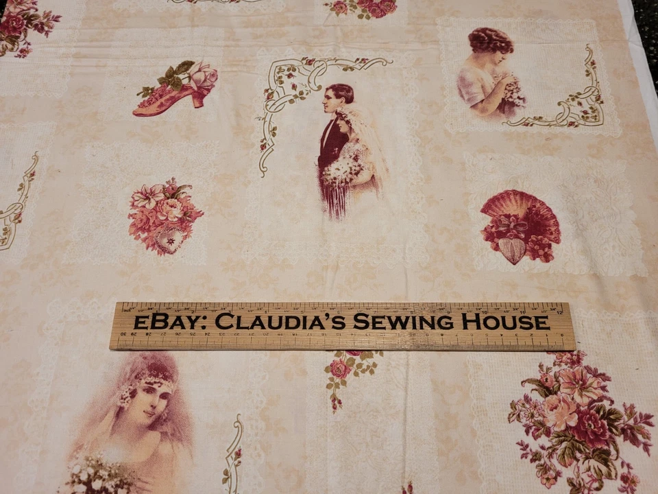 Loves Promise BTY Bessie Pease Quilting Treasures Beige Wedding - Image 2 of 3