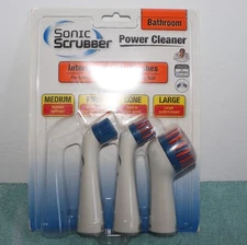SonicScrubber Bathroom Cleaning 3 Interchangeable Brush Heads Tools Power NIB