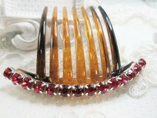 8 mm Fuchsia Austrian Crystals in silver plated setting variegated hair comb