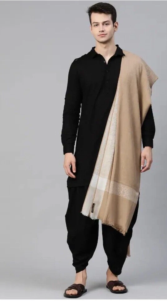 Brown Paisley Jamavar Hand-Cut Kani Wool Shawl Stole Design Stole Pashmina Shawl