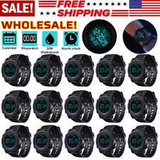 Lot Men's Military Sports Watch LED Screen Large Digital Waterproof Wristwatch