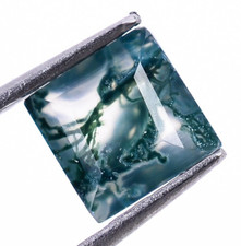 Natural Green Moss Agate Faceted Cut Square Shape 5X5mm Loose Gemstone 1 Ct.