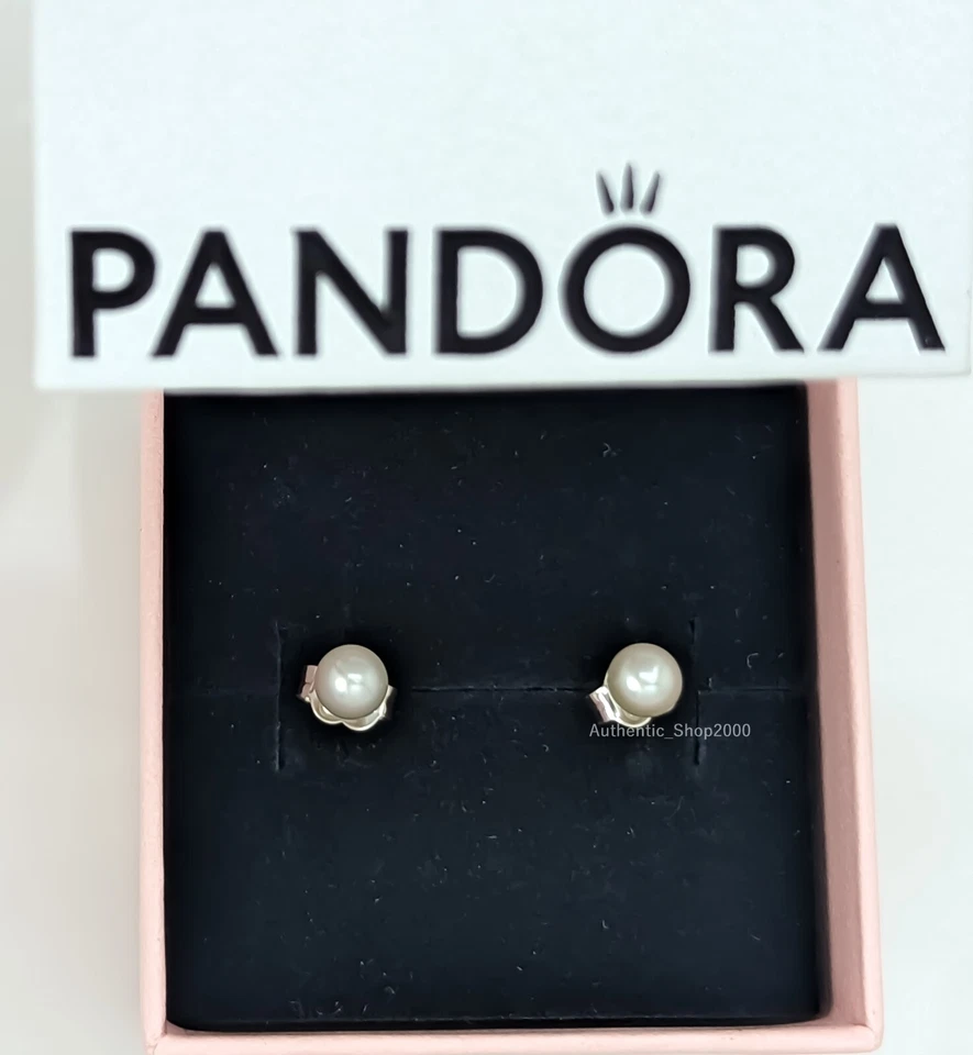 NEW 100% Authentic PANDORA 925 Ale Silver Pearl 4.5mm Stud Earrings 293168C01 - Image 2 of 4