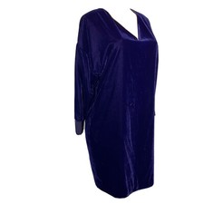 Lauren Ralph Lauren V Neck Purple Lined Tunic Dress Womens Size 10 Velour $175