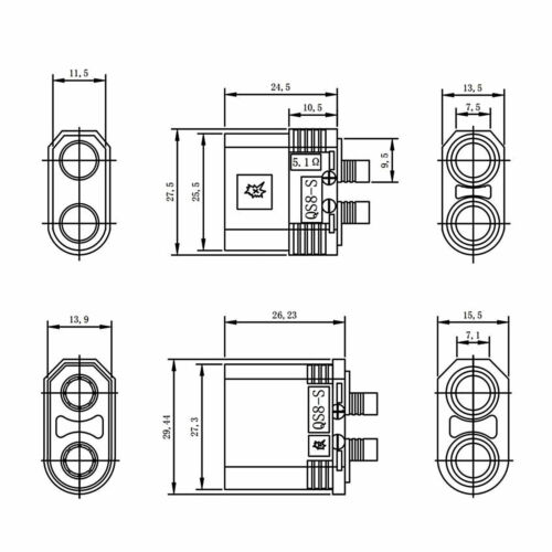 1 Pair QS8 Anti-Spark Connector Set Male+Female for RC Lipo Battery RC Car Model - Picture 6 of 11