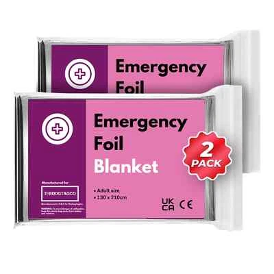 THEDOGTAGCO EMERGENCY Blanket Foil 2-Pack Space Survival Thermal Sports Shock Sensory Mylar