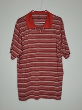 Oakley Men Size XL Red Striped Short Sleeve Polo Shirt