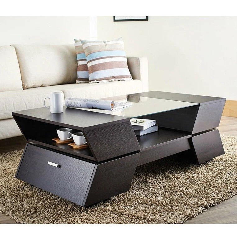 A futuristic coffee table with tempered glass top deals