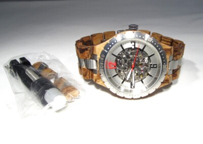 Bobobird SS/Wood Automatic Self-Winding 43mm 21 Jewel Watch w/ Parts C3874