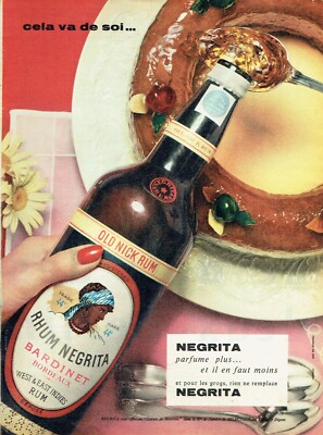 Advertising 1122 1958 Negrita Bardinet old Nick Rum baba