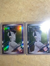 Estevan Florial 2021 Topps Chrome Purple Refractor & Base, Rookie Debut RC Yanks