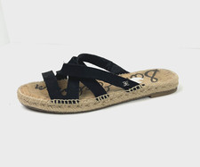 Sam Edelman Averie Espadrille Leather Slide Sandal in Black Womens Size 8.5M