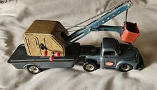  VINTAGE 1950'S  SSS TIN  FRICTION STEAM SHOVEL TOY TRUCK