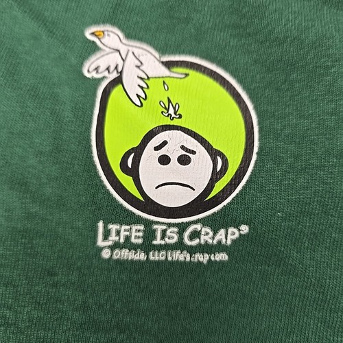 Life Is Crap Tee Shirt Green XL Dog Hydrant Funny - Picture 7 of 8