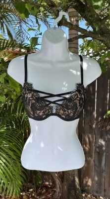 Adore Me Black Cage Front Lace Bra Size 32C