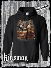 American Deer Hoodie / Sweatshirt - USA Flag Whitetail Buck Hunting Outdoors