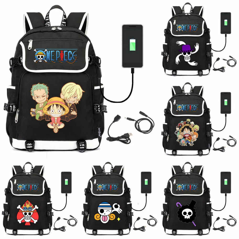 Anime Backpacks Student School Bag One Piece The Straw Hat Pirates Shoulder Bags