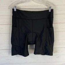 Bikewa Womens Padded Cycling Shorts XL Black Stretch Pull On Leg Grippers 31x8
