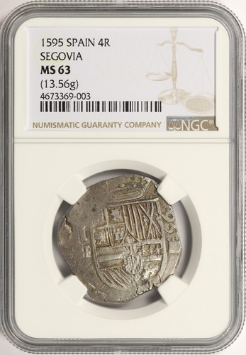 1595 Spain Silver 4 Reales Segovia NGC MS63 (13.56g)