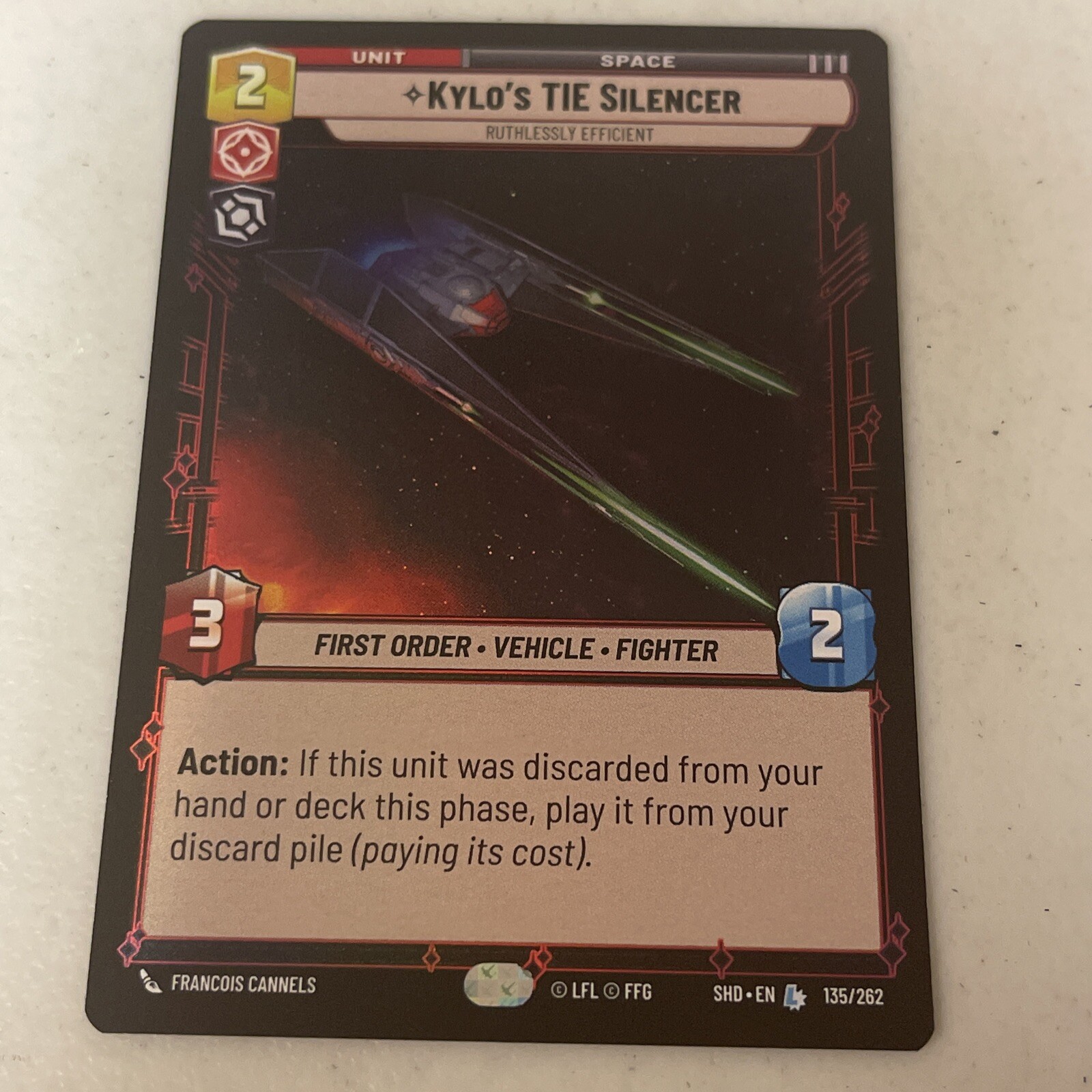 STAR WARS UNLIMITED KYLO'S TIE SILENCER #135  SHADOWS OF THE GALAXY (FOIL)