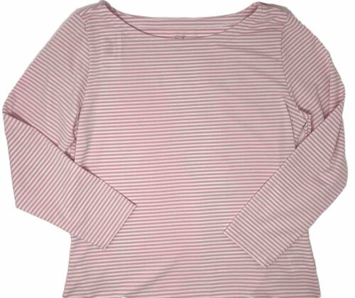 Vineyard Vines Boatneck Shirt Tee Striped SANKATY White Pink Cloud Stripe M New - Picture 2 of 9
