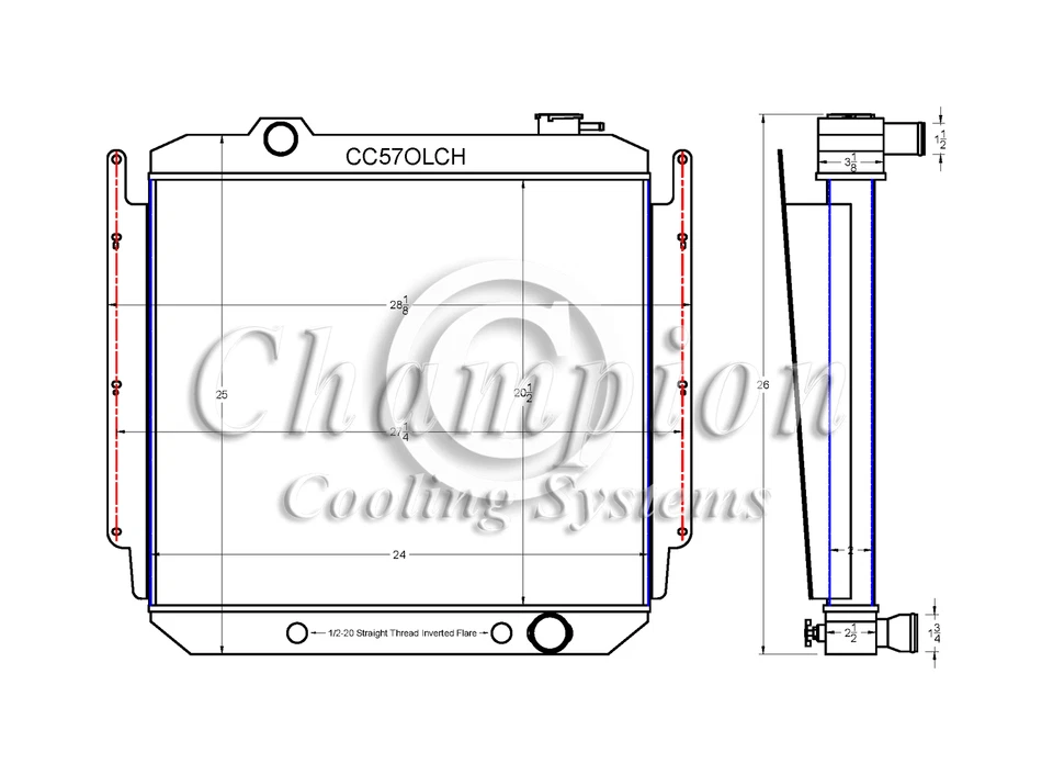 KR Champion 3 Row Radiator Chevy Conversion for 1957 1958 Oldsmobile Super 88 - Image 3 of 4