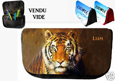 Trousse à Rabat Personnalisée Prénom - Motif Tigre, Polyester, Fermeture éclair, Neuve Avec étiquette