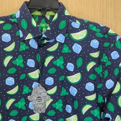 New Luchiano Visconti Black Shirt Mojito Short Sleeve Button Down Men's Small