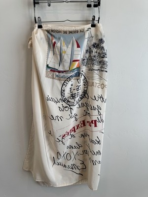 Emanuel Ungaro Silk Wrap Skirt Womens 8 Paris Print Midi