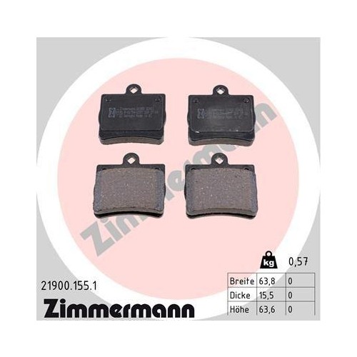 Plaquettes de frein Zimmermann 21900.155.1 sans poussière pour frein à disque