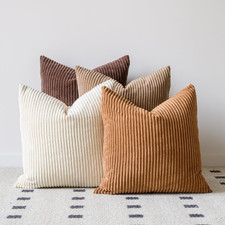 Decorative Corduroy Throw Pillow Covers 18X18 Inch Neutral Brown
