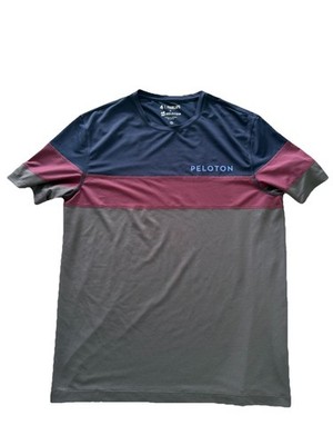 Fourlaps x Peloton Mens Medium Athletic T-Shirt Navy Gray Maroon Colorblock