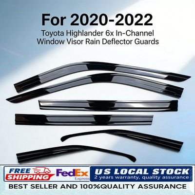 For 2020-2022 Toyota Highlander 6x In-Channel Window Visor Rain Deflector Guards