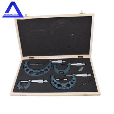 0-4/0.0001'' Premium Outside Micrometer Set Machinist Tool Precision Carbide Tips