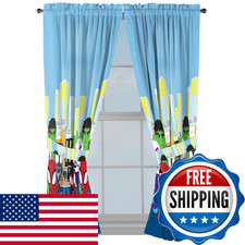 Sunny Side Up Window Curtains for Kids Bedroom 4-Piece Drape Set with 2 Tiebacks