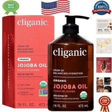 Certified Organic Jojoba Oil - 16oz Pump, Multi-Use for Hair and Skin