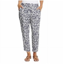 Jessica Simpson blue pull on Paisley floral cropped lounge pants - M