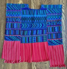Vintage Ethnic Mayan Guatemalan Textile Huipil Poncho from Todos Santos