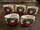 Vintage Christmas Wreath Napkin Rings Handmade Beaded Appliqués set of 5 Felt — photo 4