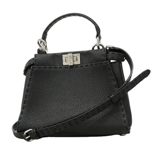 Fendi Selleria Peekaboo Leather Handbag, Black, 2-way Bag for Women GZl1ibm7