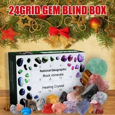 24-compartment crystal mineral blind box, surprise a Christmas gift for children