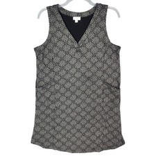J. Jill Sleeveless Dress Women's LARGE PETITE Black White Cotton Front Pockets