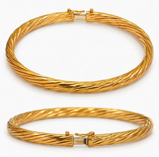 9ct Yellow Gold Twisted Rope Bangle Bracelet 10.9g Hinged Stamped 375