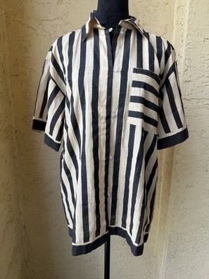 Mo Maya Sonoran Shirt One size Snake Print Short Sleeve Striped Casual NWT