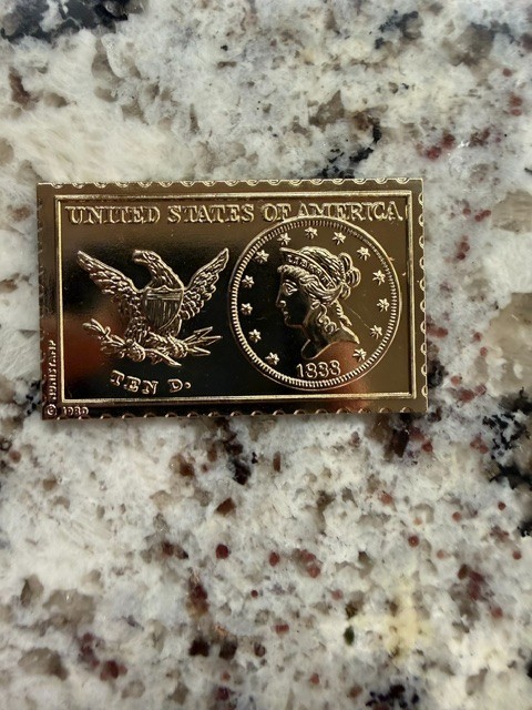 1838 USA LIBERTY HEAD NUMISTAMP US EAGLES $10.00 MEDAL MORT REED #1382