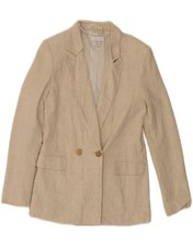 Topshop Damen Zweireiher Blazer Jacke UK 8 Small Beige Viskose BT02