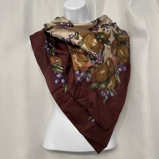 Vintage ECHO Olive leaf Silk Scarf Square Flaws 35x35 Olives Blueberries